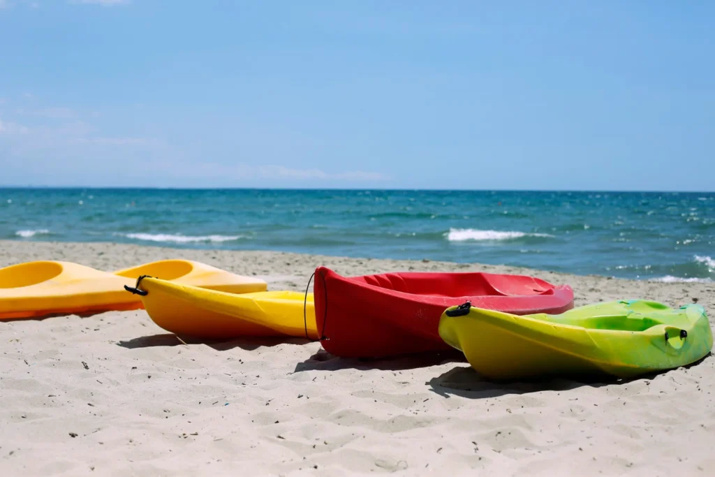 Kayaks along the La Jolla coastline